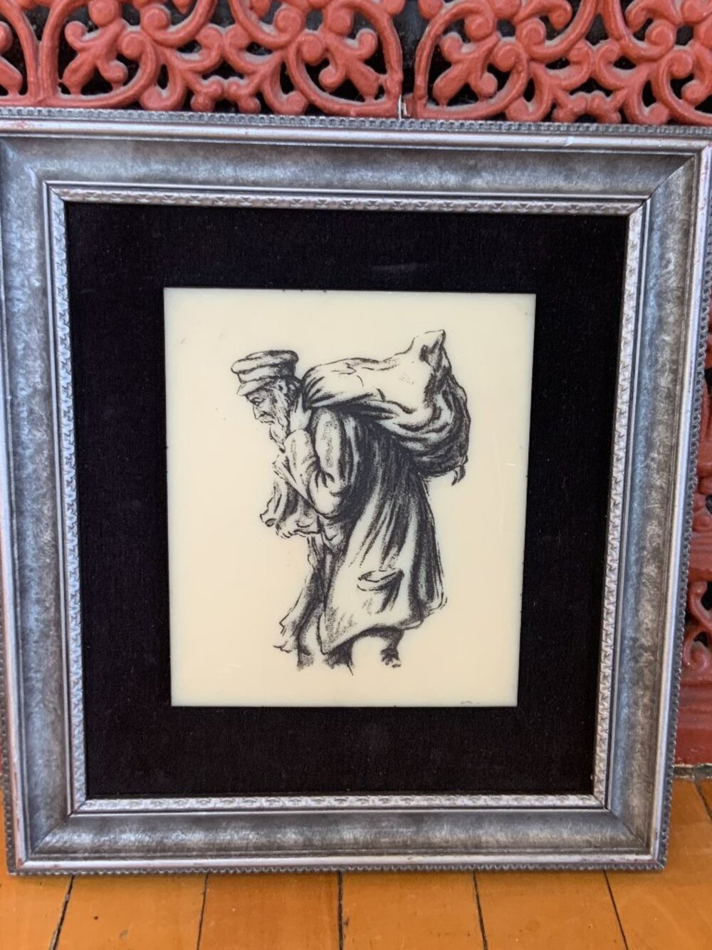 Vintage Hand Painted Artini Engraving Masterpiece Framed